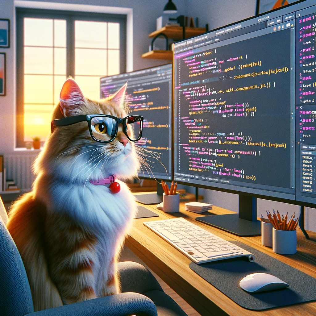 logo image of a cat in front of two computer screens